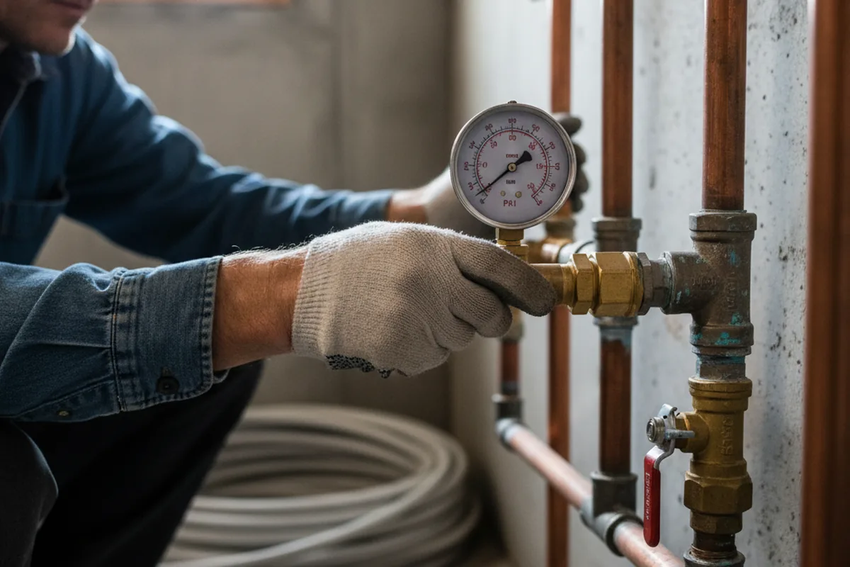 Pressure testing a repaired line during Water Line Repair in Fort Wayne